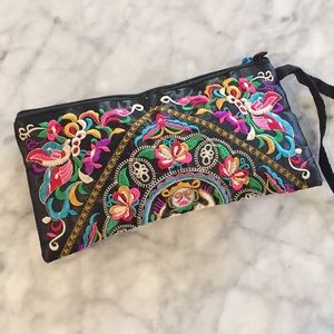 Fashion Flowers Handmade Embroidered Wristlet/New